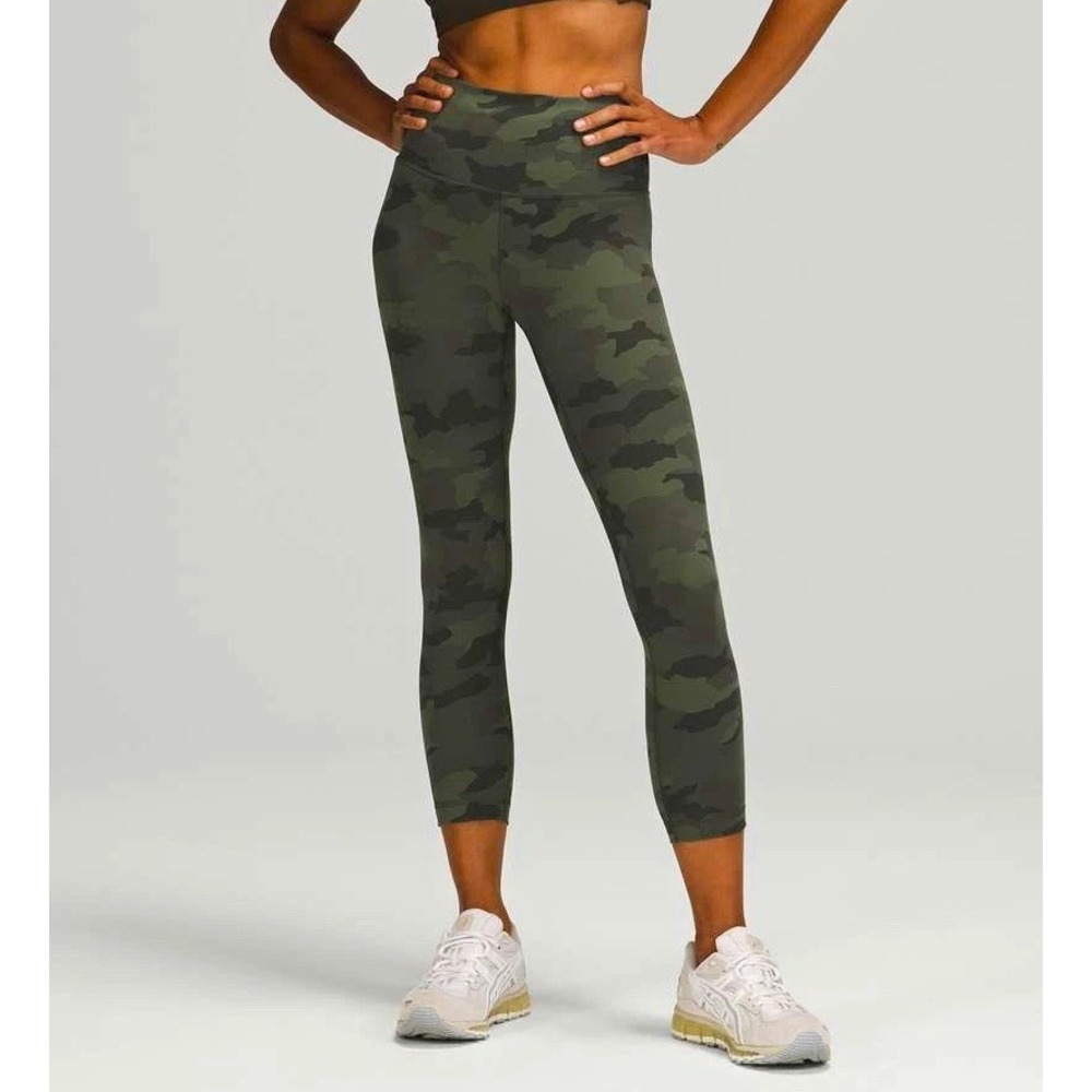 Lululemon Wunder Train 23" Crop Leggings 6 Heritage Camo Green